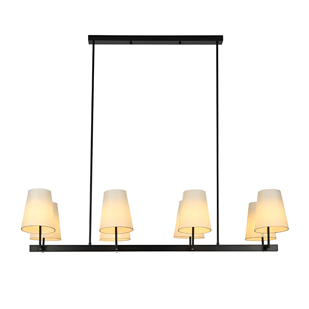 TKLD Pendant & Chandeliers Beige Fabric Shade With Black Island Metal Body Chandelier Ceiling Light - 40W