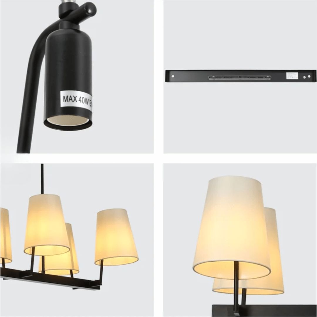 TKLD Pendant & Chandeliers Beige Fabric Shade With Black Island Metal Body Chandelier Ceiling Light - 40W