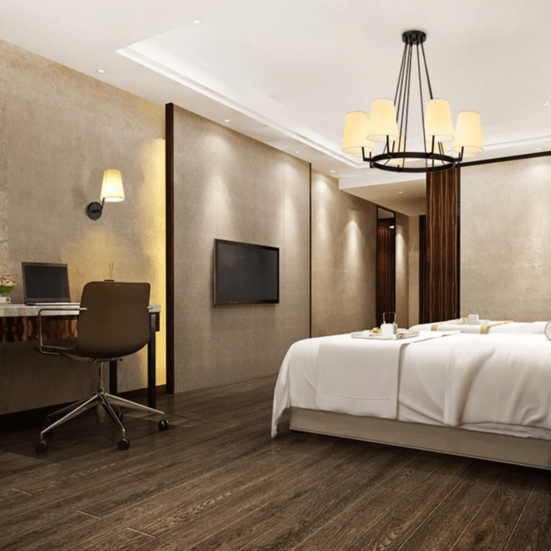 TKLD Pendant & Chandeliers Beige Round Fabric Shade With Black Metal Body Chandelier Ceiling Light - 40W