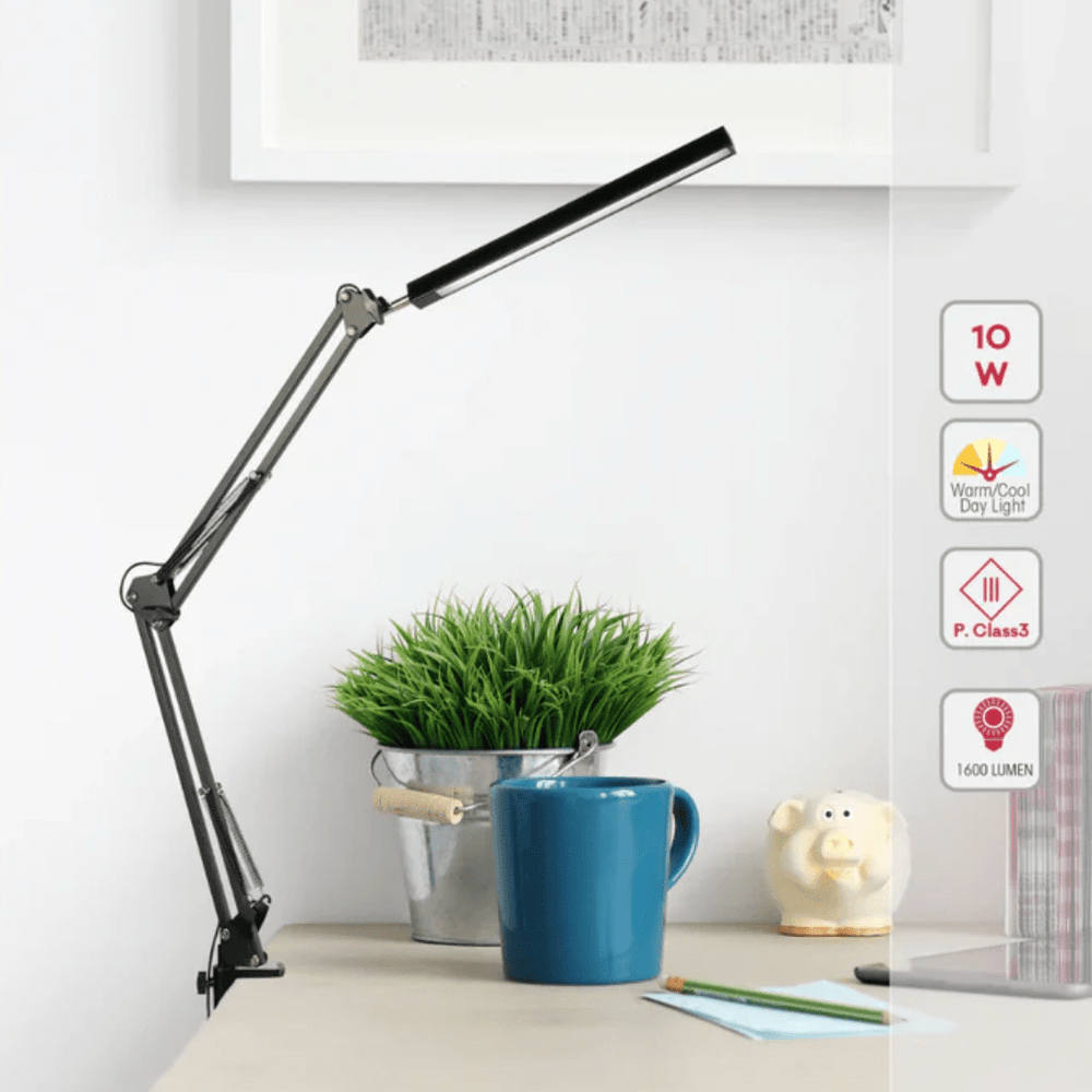 TKLD Table & Floor Lamps Black 1 Lamp LED Long Arm Dimming Desk Light - 10W