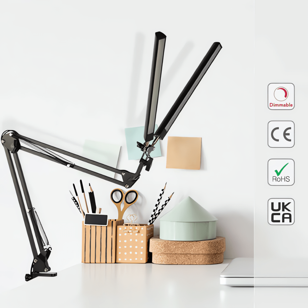 TKLD Table & Floor Lamps Black 2 Lamps LED Long Arm Dimming Desk Light - 2 x 10W