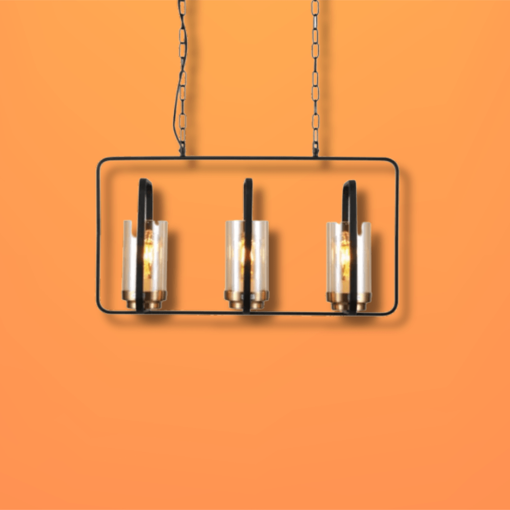 TKLD Pendant & Chandeliers Black Amber Kitchen Island E27 Chandelier Pendant Ceiling Light - 3 Lamps