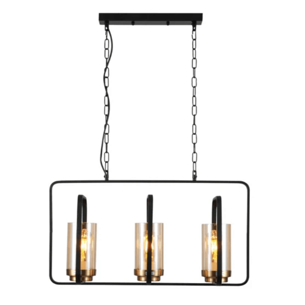 TKLD Pendant & Chandeliers Black Amber Kitchen Island E27 Chandelier Pendant Ceiling Light - 3 Lamps