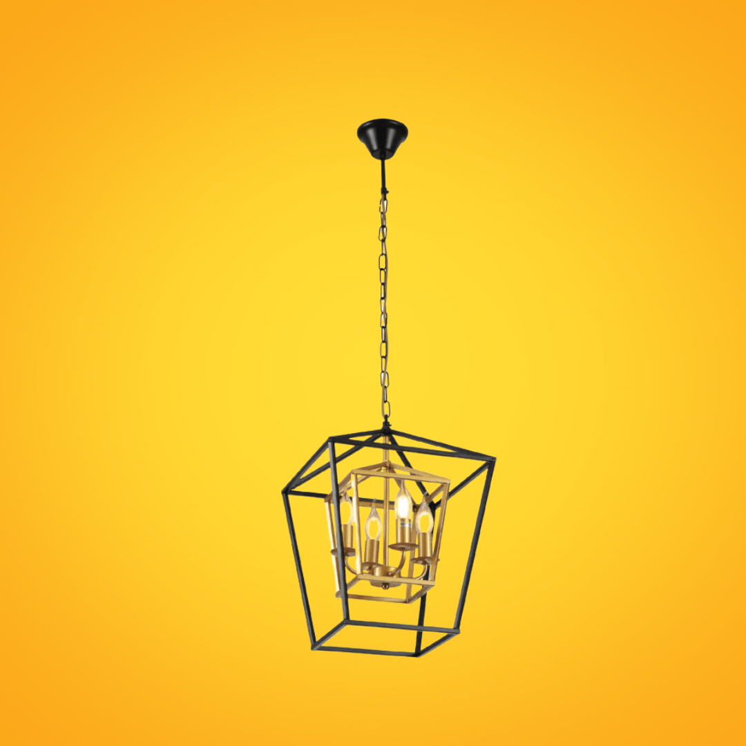 TKLD Pendant & Chandeliers Black and Gold Candle Farmhouse Vintage Pendant Ceiling Light - 40W