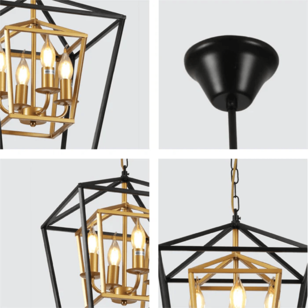 TKLD Pendant & Chandeliers Black and Gold Candle Farmhouse Vintage Pendant Ceiling Light - 40W