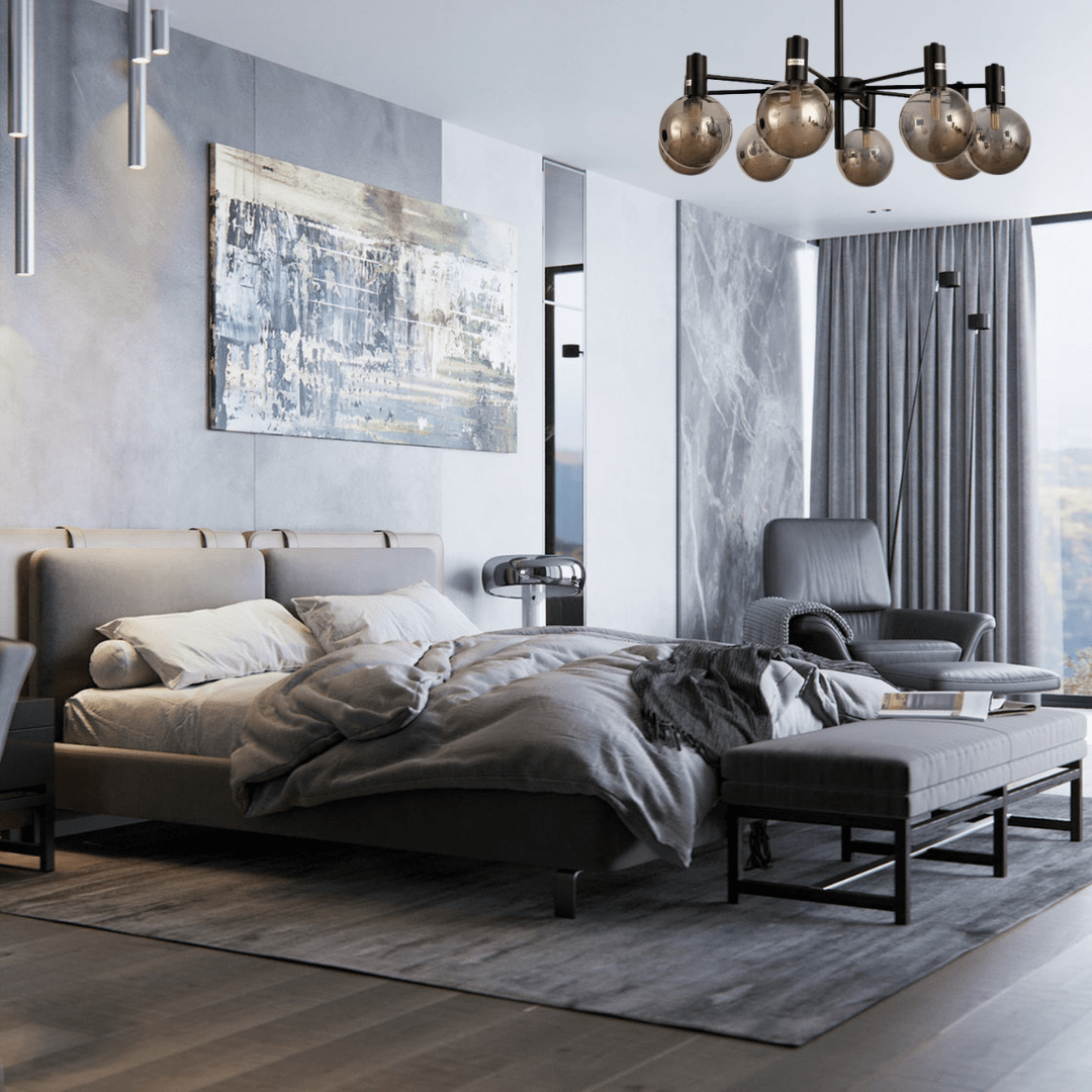 TKLD Pendant & Chandeliers Black and Smoky 8 Lamps Chandelier Ceiling Light - 3W