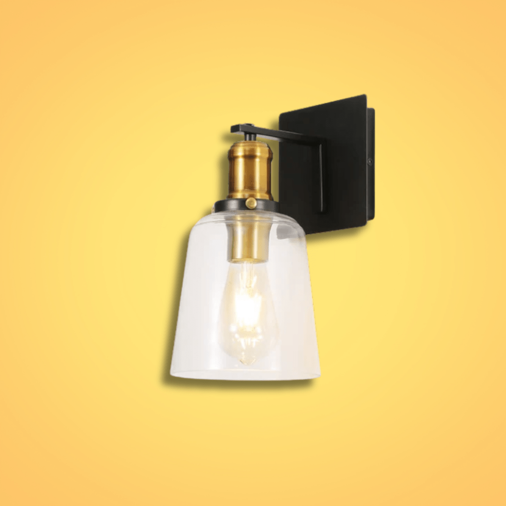 TKLD Wall & Sconce Lights Black Body Clear Glass Cone Wall Light E27 Fitting