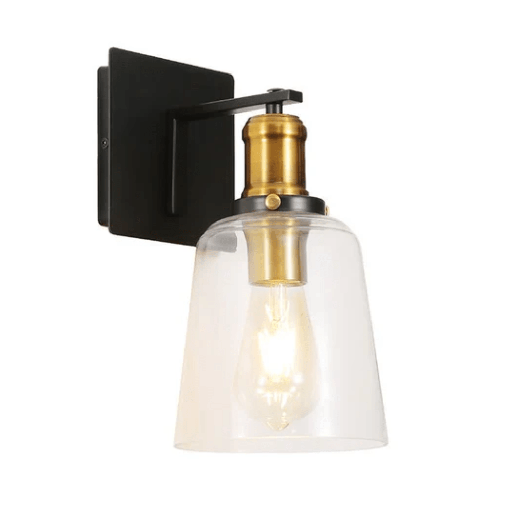 TKLD Wall & Sconce Lights Black Body Clear Glass Cone Wall Light E27 Fitting