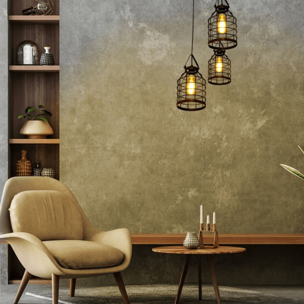 TKLD Pendant & Chandeliers Black Cage Metal E27 Pendant Ceiling Light - 3 Lamps