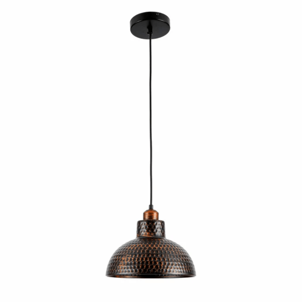 TKLD Pendant & Chandeliers Black Copper Golden Hammer Dome E27 Pendant Ceiling Light