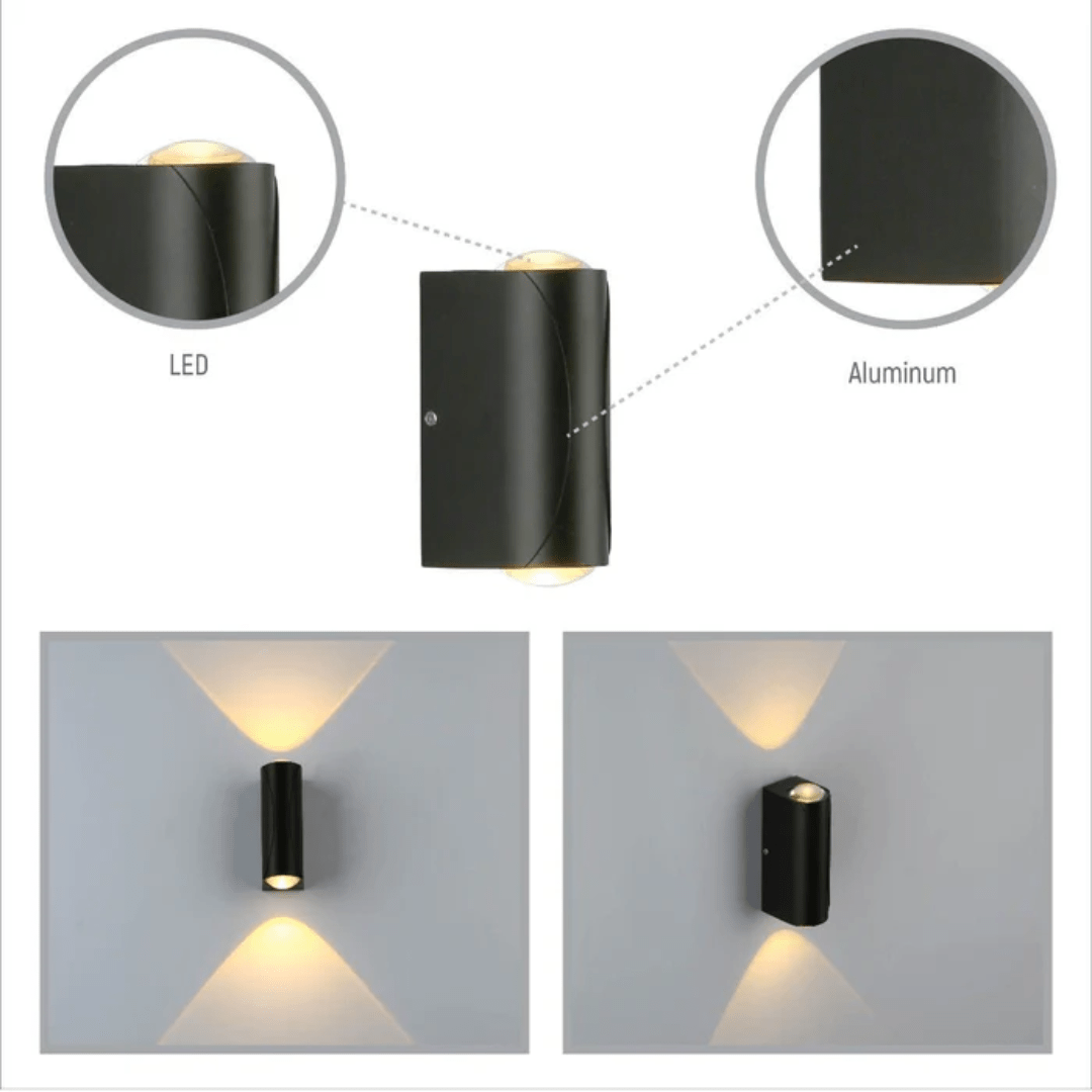 TKLD Wall & Sconce Lights Black Corrugated Up Down Outdoor Modern LED Wall Light - 2 X 1W