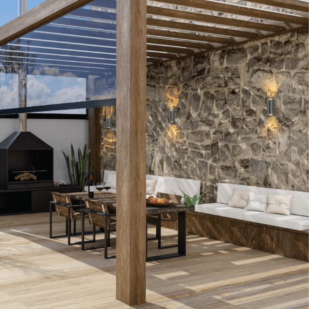 TKLD Wall & Sconce Lights Black Corrugated Up Down Outdoor Modern LED Wall Light - 2 X 1W