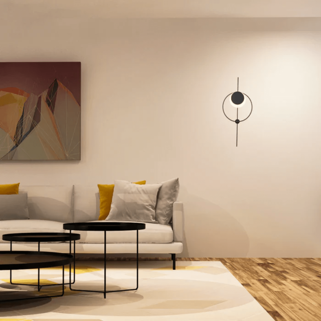 TKLD Wall & Sconce Lights Black Designer Geometric Moon In Circle Modern LED Wall Light - 7W