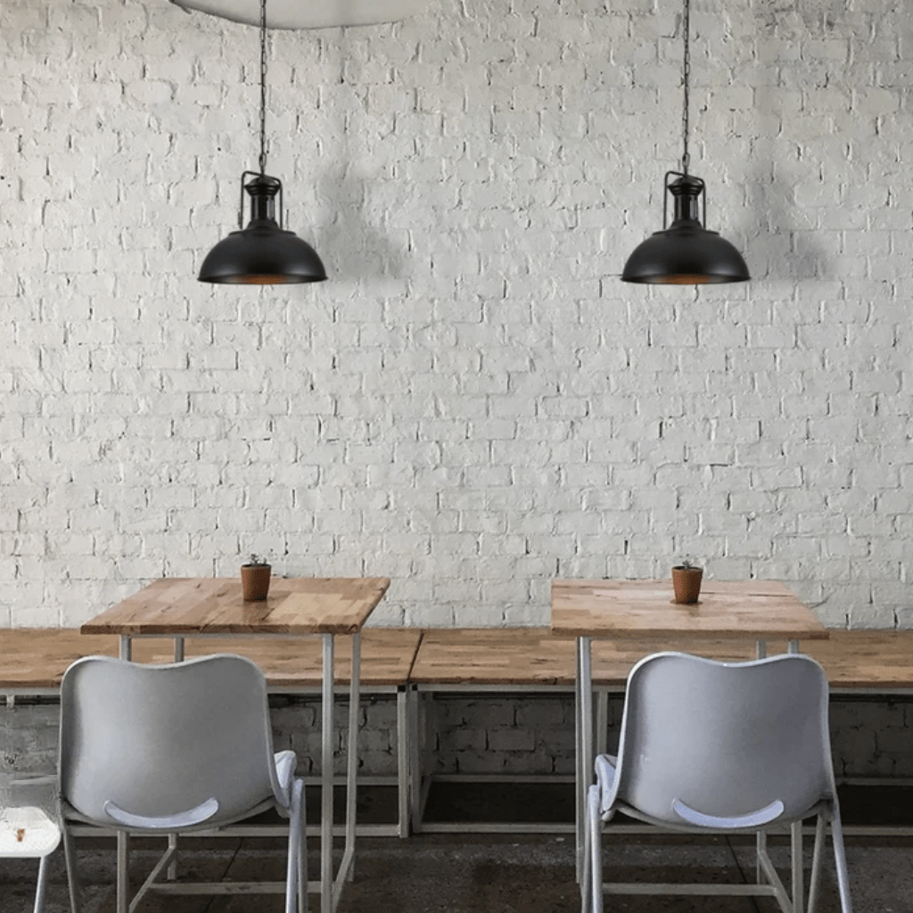 TKLD Pendant & Chandeliers Black Dome Industrial Jumbo Metal E27 Ceiling Pendant Light