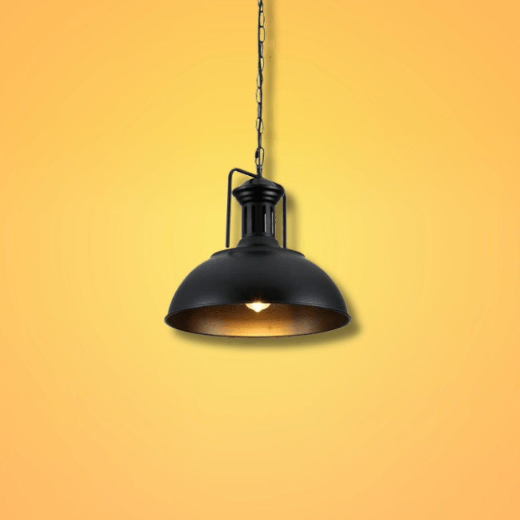TKLD Pendant & Chandeliers Black Dome Industrial Jumbo Metal E27 Ceiling Pendant Light