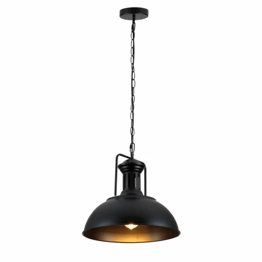 TKLD Pendant & Chandeliers Black Dome Industrial Jumbo Metal E27 Ceiling Pendant Light
