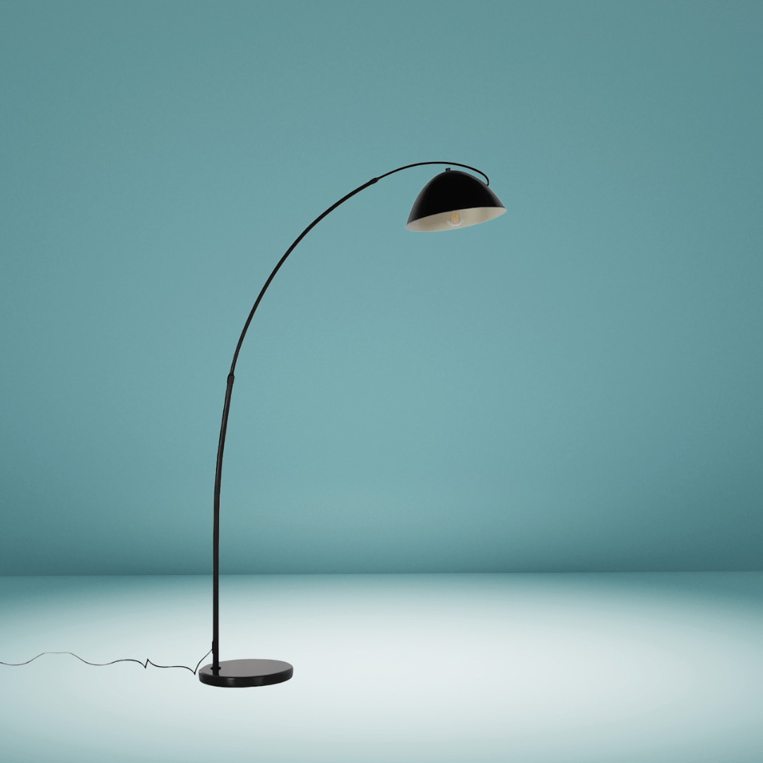TKLD Table & Floor Lamps Black Elegance Curved Floor Lamp with Dome Shade - 40W