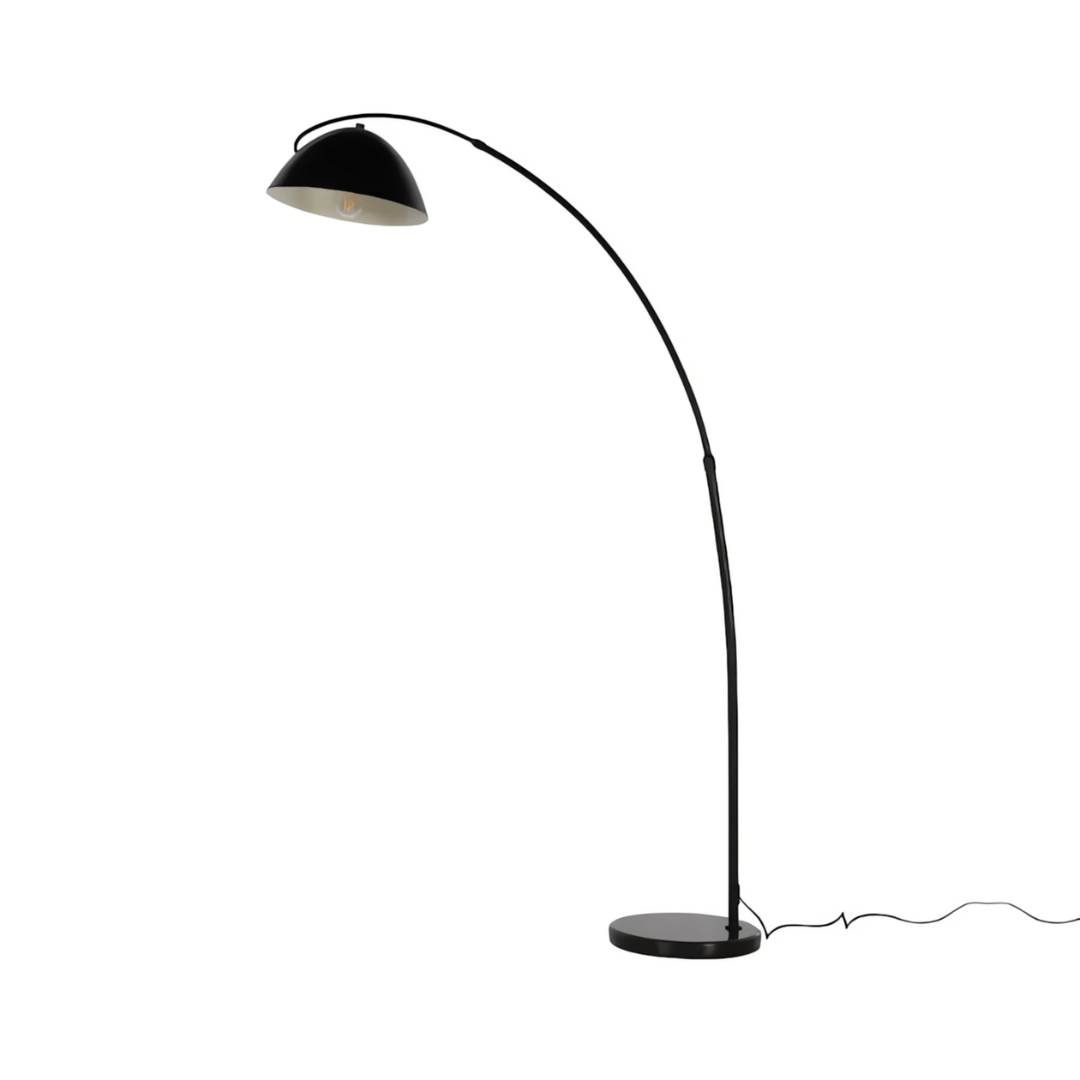TKLD Table & Floor Lamps Black Elegance Curved Floor Lamp with Dome Shade - 40W