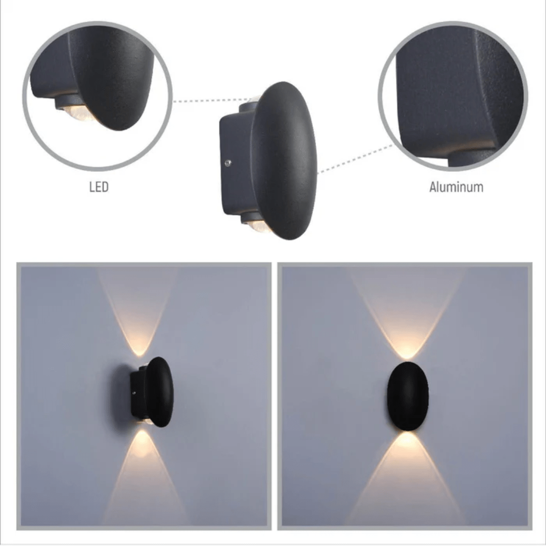 TKLD Wall & Sconce Lights Black Ellipse Up Down Decorative Outdoor Modern LED Wall Light - 2 X 1W