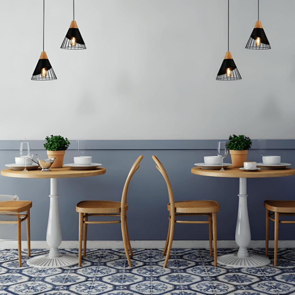 TKLD Pendant & Chandeliers Black Funnel Caged Shuttlecock Nordic E27 Ceiling Pendant Light