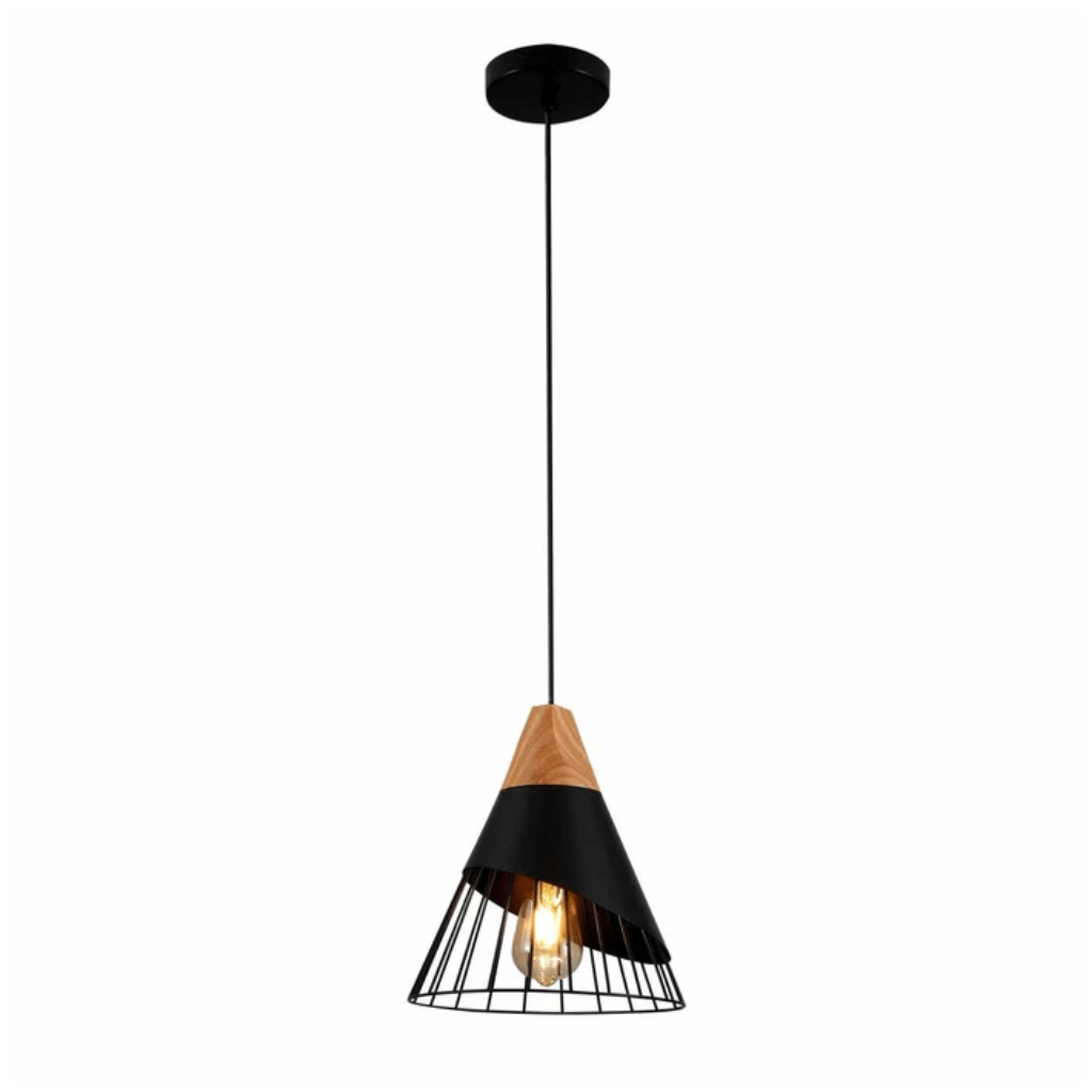 TKLD Pendant & Chandeliers Black Funnel Caged Shuttlecock Nordic E27 Ceiling Pendant Light