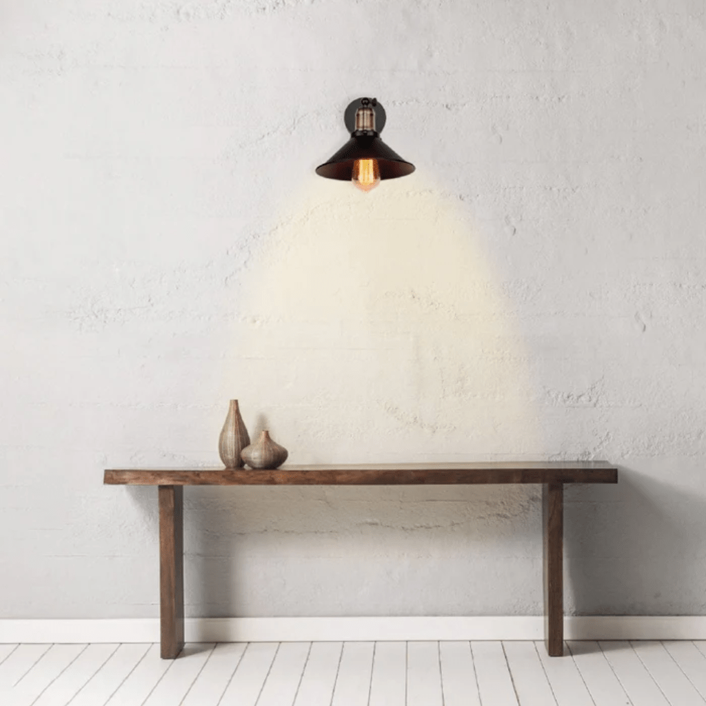 TKLD Wall & Sconce Lights Black Funnel Metal Hinged Wall Light E27 Fitting