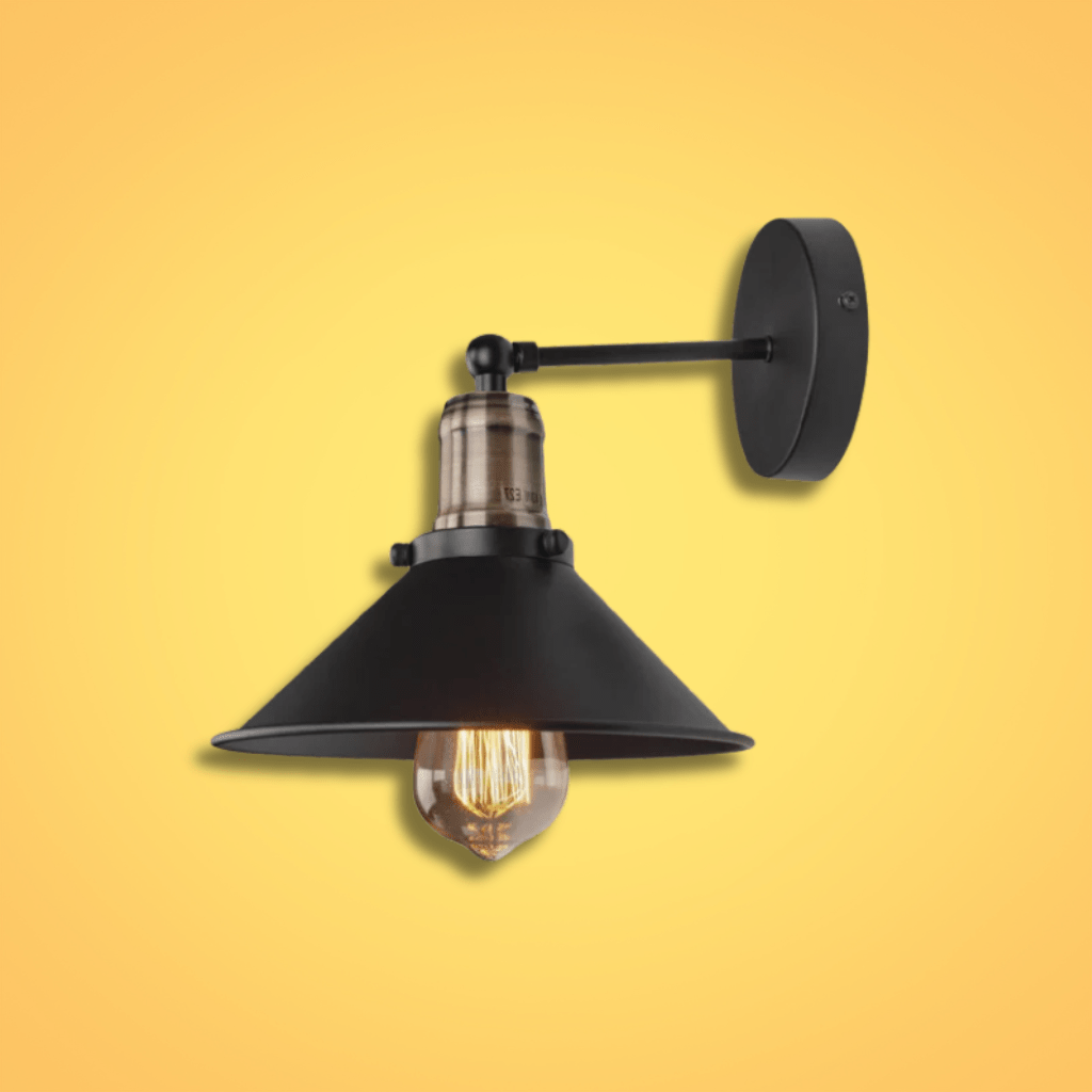 TKLD Wall & Sconce Lights Black Funnel Metal Hinged Wall Light E27 Fitting