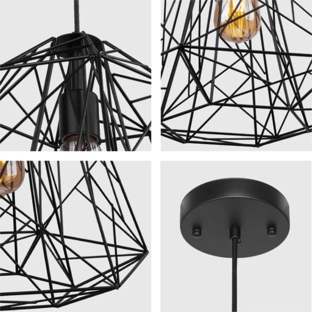 TKLD Pendant & Chandeliers Black Geometric Wireframe Pendant Ceiling Light