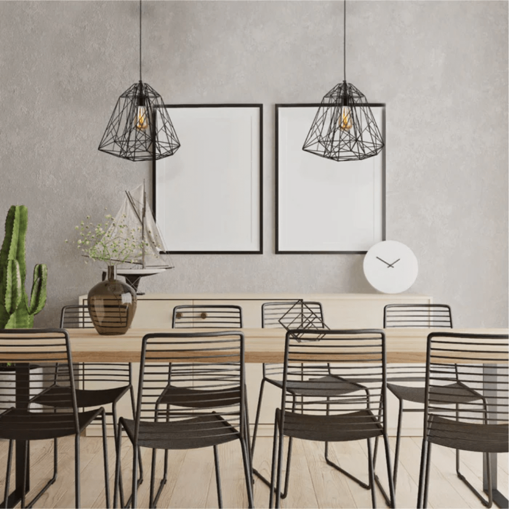 TKLD Pendant & Chandeliers Black Geometric Wireframe Pendant Ceiling Light
