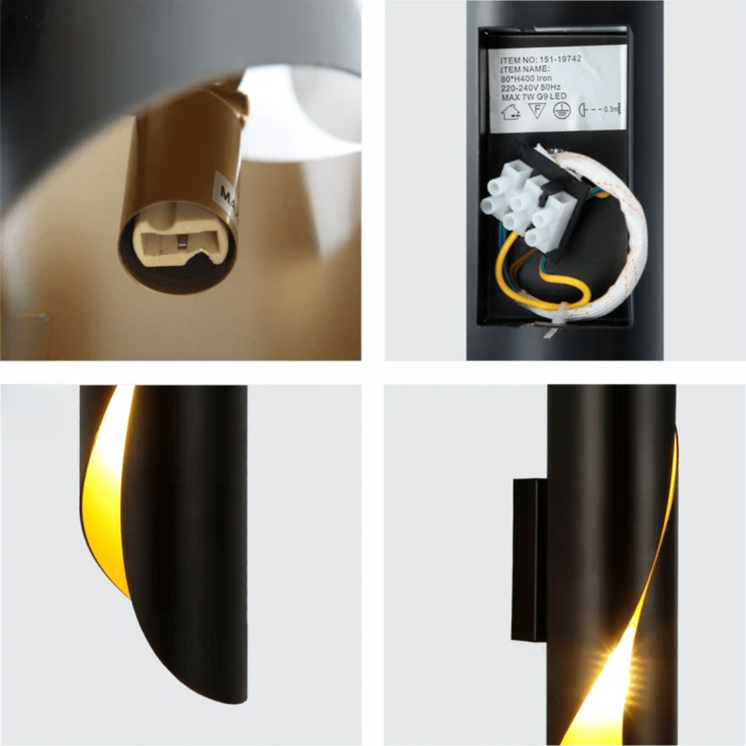 TKLD Wall & Sconce Lights Black Gold Metal Cylinder 2xG9 Fitting Wall Light - 7W