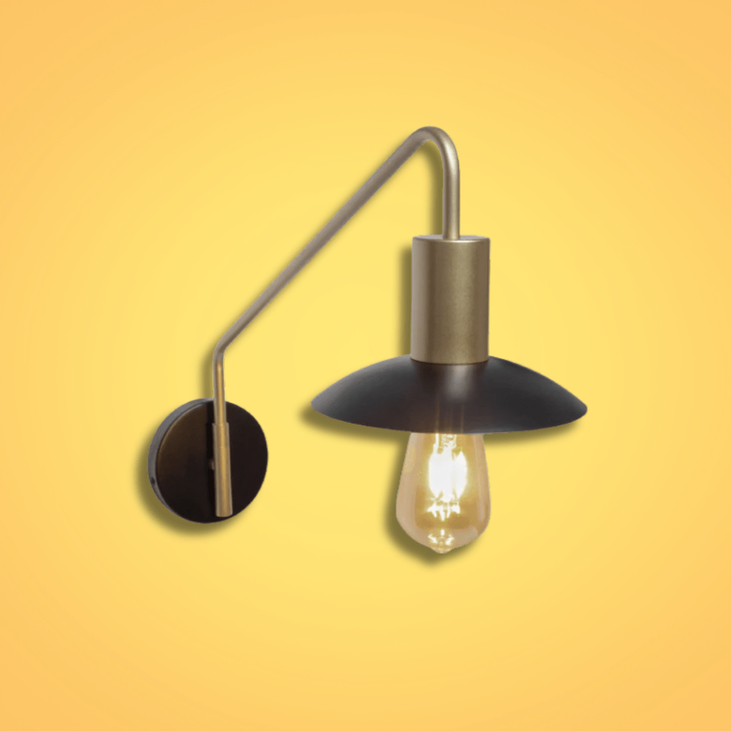 TKLD Wall & Sconce Lights Black Gold Metal Flat Wall Light E27 Fitting