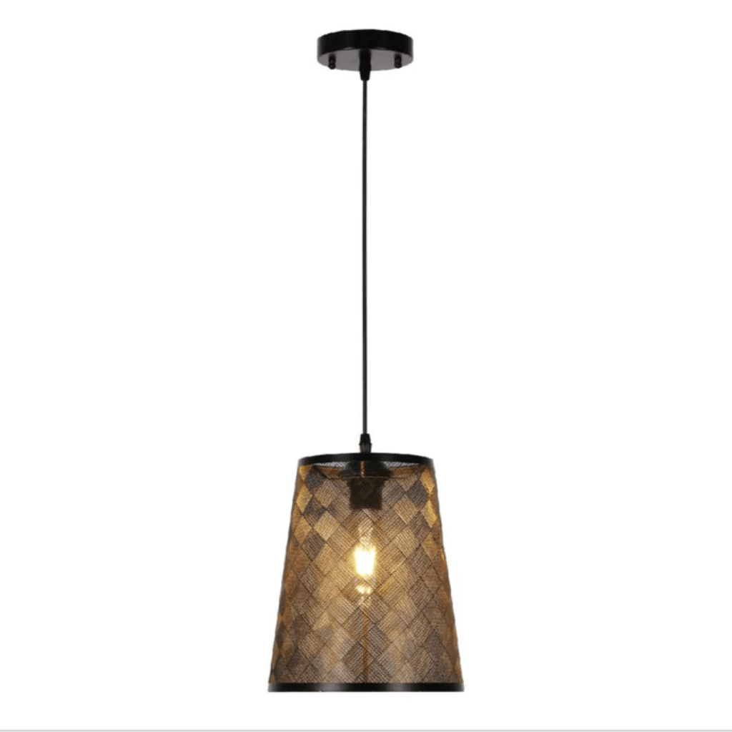 TKLD Pendant & Chandeliers Black & Gold Metal Frustum E27 Pendant Ceiling Light
