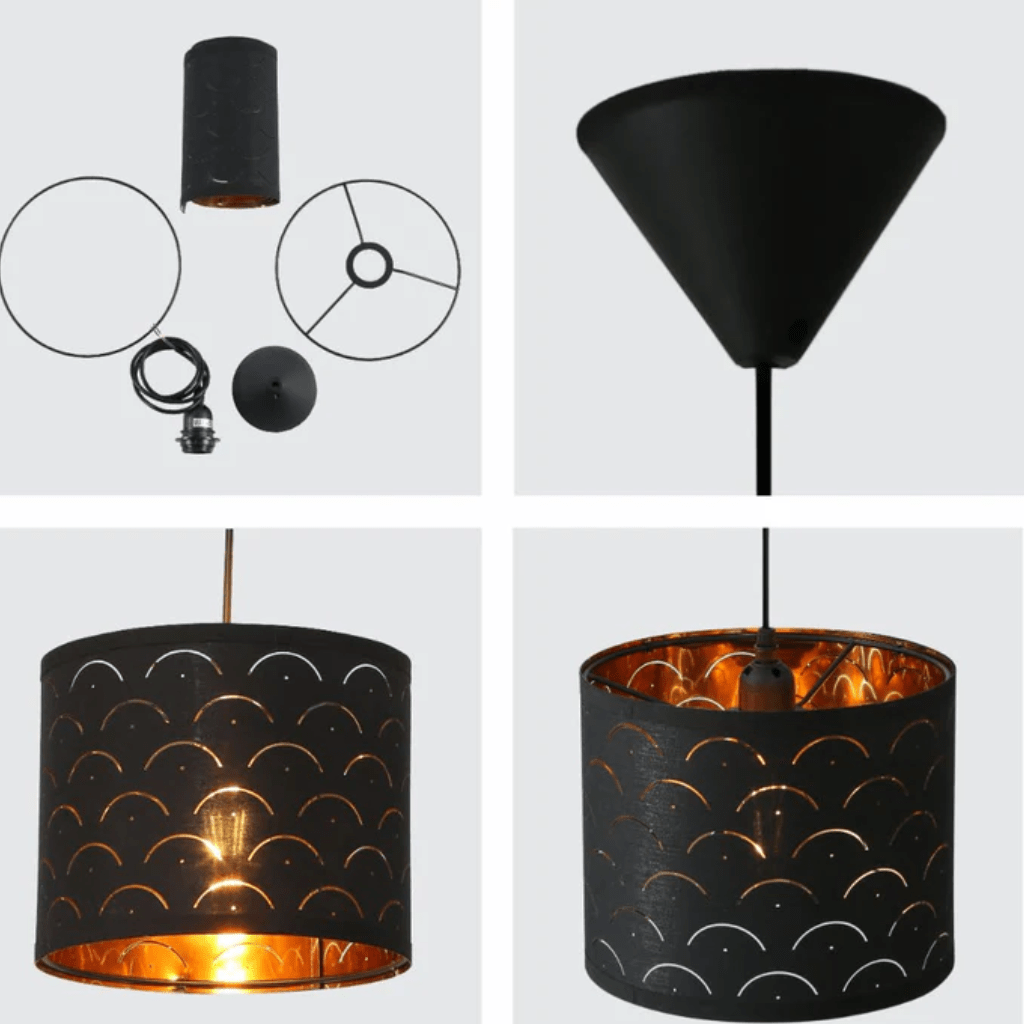 TKLD Pendant & Chandeliers Black Gold Shade Scandinavian Modern Pendant Ceiling Light - D250 mm/ D440 mm