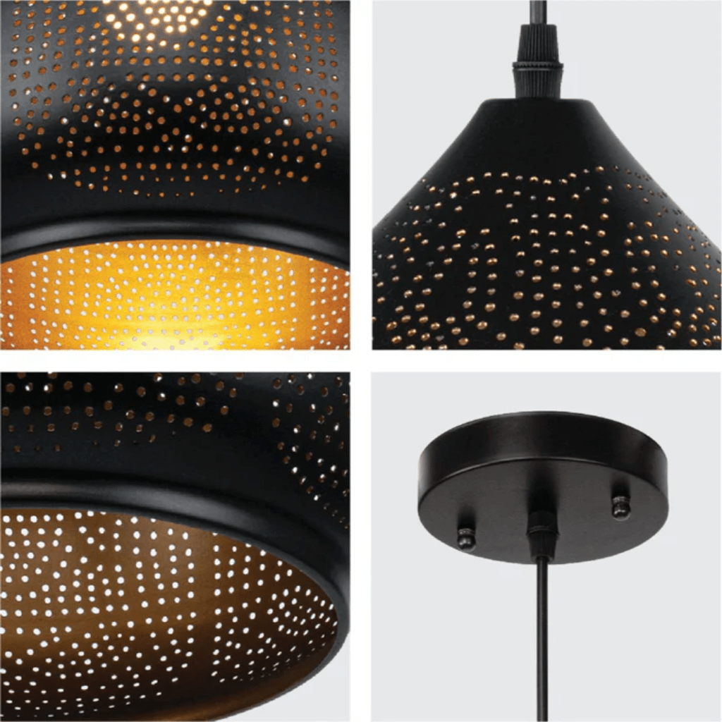 TKLD Pendant & Chandeliers Black & Golden Metal India Dome E27 Pendant Ceiling Light