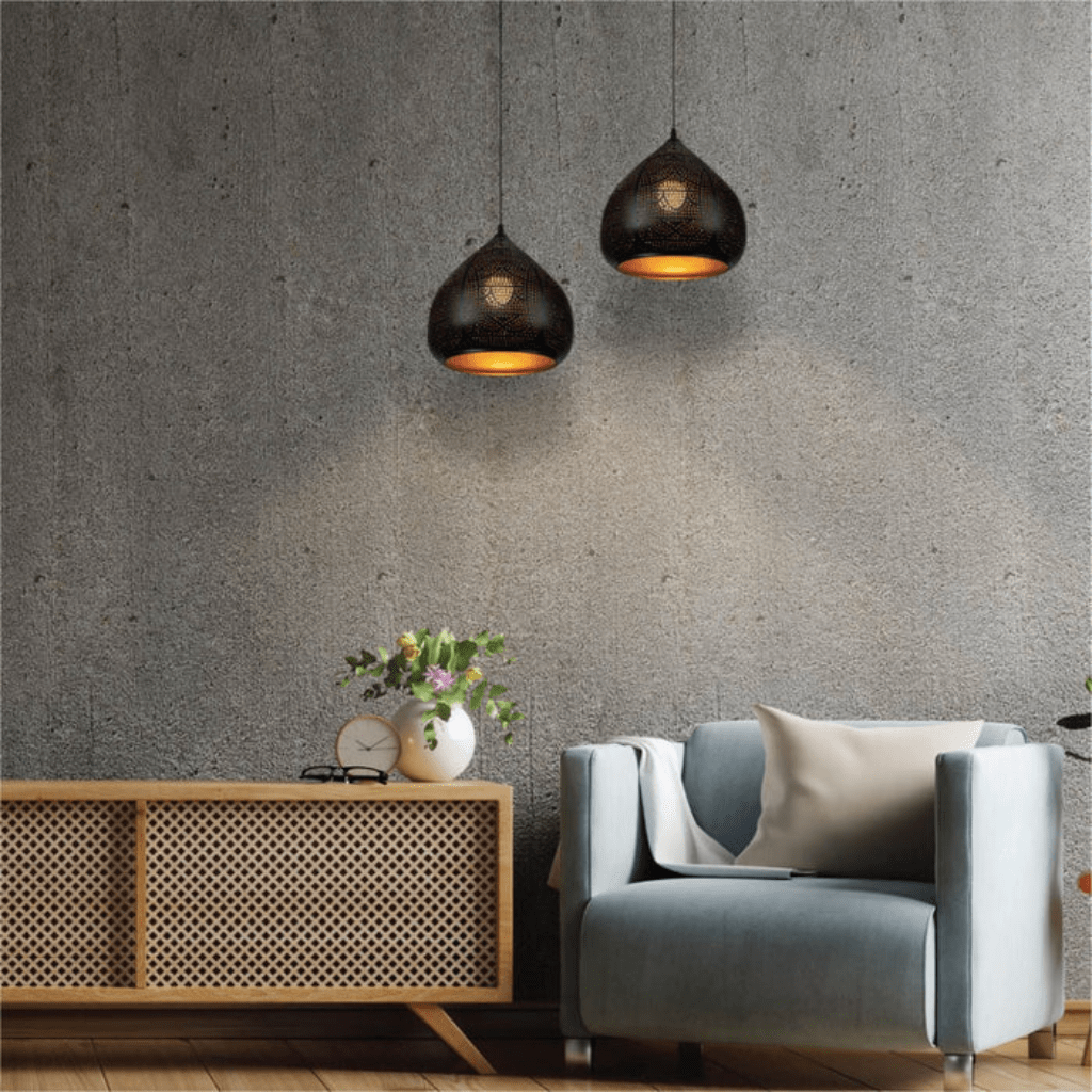 TKLD Pendant & Chandeliers Black & Golden Metal India Dome E27 Pendant Ceiling Light
