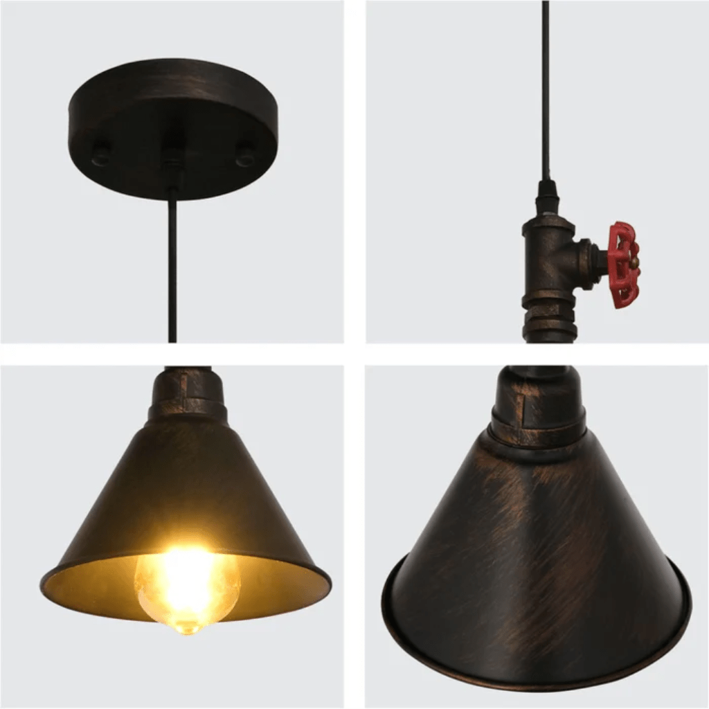 TKLD Pendant & Chandeliers Black Gules Metal Funnel Valve E27 Pendant Ceiling Light - Short/Long