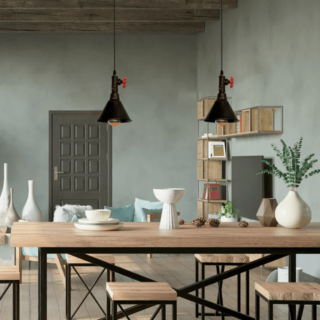 TKLD Pendant & Chandeliers Black Gules Metal Funnel Valve E27 Pendant Ceiling Light - Short/Long