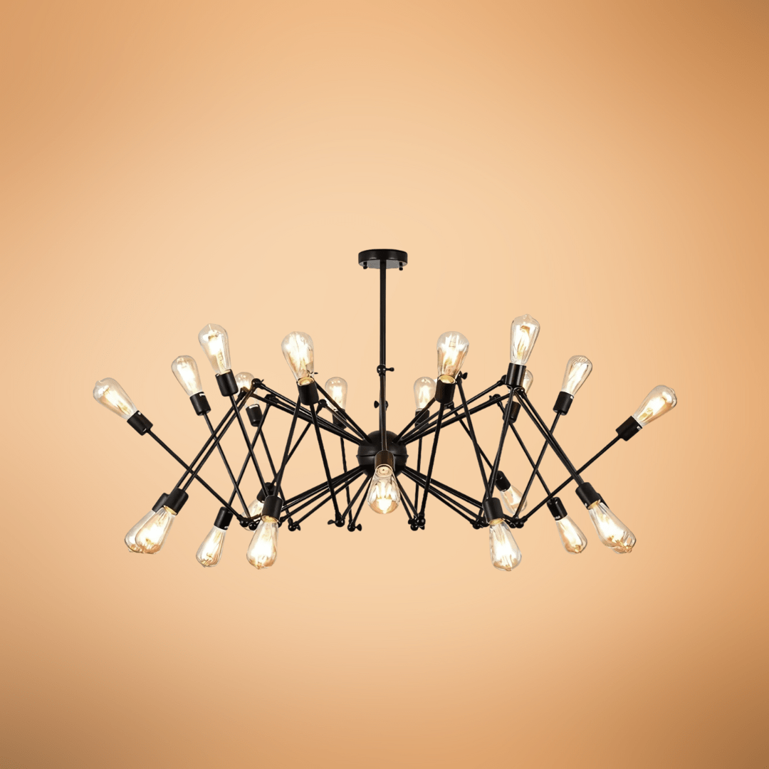 TKLD Pendant & Chandeliers Black Hinged Rod Metal 24 Lamp Spider Chandelier Ceiling - 40W