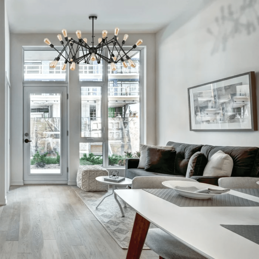 TKLD Pendant & Chandeliers Black Hinged Rod Metal 24 Lamp Spider Chandelier Ceiling - 40W