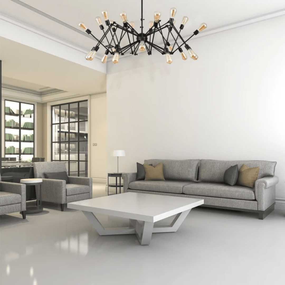 TKLD Pendant & Chandeliers Black Hinged Rod Metal 24 Lamp Spider Chandelier Ceiling - 40W