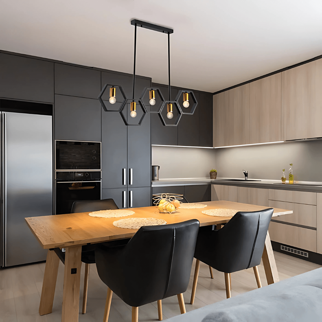 TKLD Pendant & Chandeliers Black Honeycomb Island Chandelier Ceiling Light - 40W