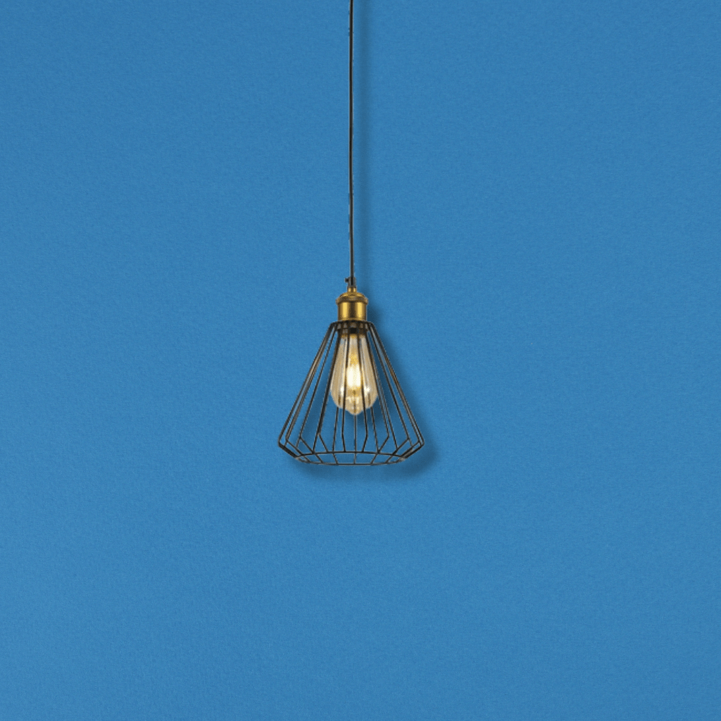 TKLD Pendant & Chandeliers Black Metal Caged Funnel E27 Pendant Ceiling Light