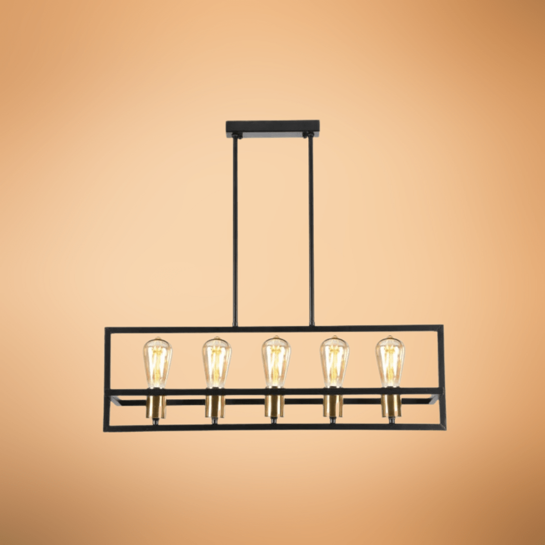 TKLD Pendant & Chandeliers Black Metal Cuboid Kitchen Island Chandelier Ceiling Light - 8655-5