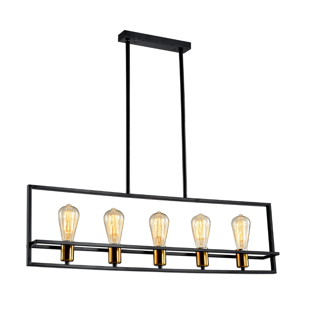 TKLD Pendant & Chandeliers Black Metal Cuboid Kitchen Island Chandelier Ceiling Light - 8655-5