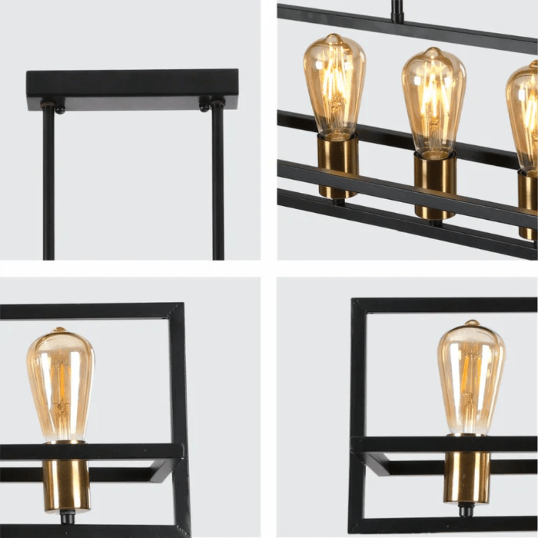 TKLD Pendant & Chandeliers Black Metal Cuboid Kitchen Island Chandelier Ceiling Light - 8655-5