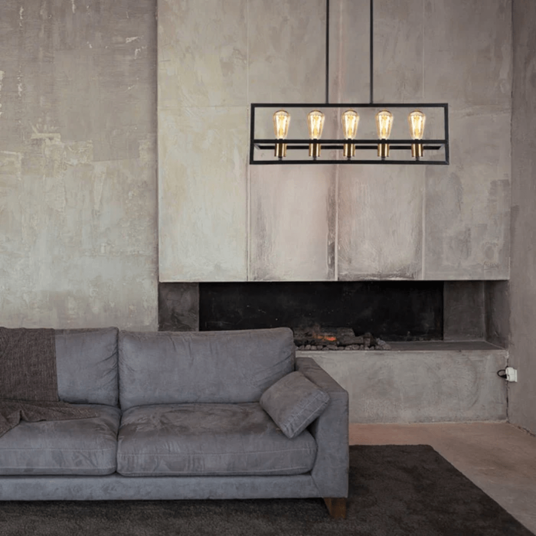 TKLD Pendant & Chandeliers Black Metal Cuboid Kitchen Island Chandelier Ceiling Light - 8655-5