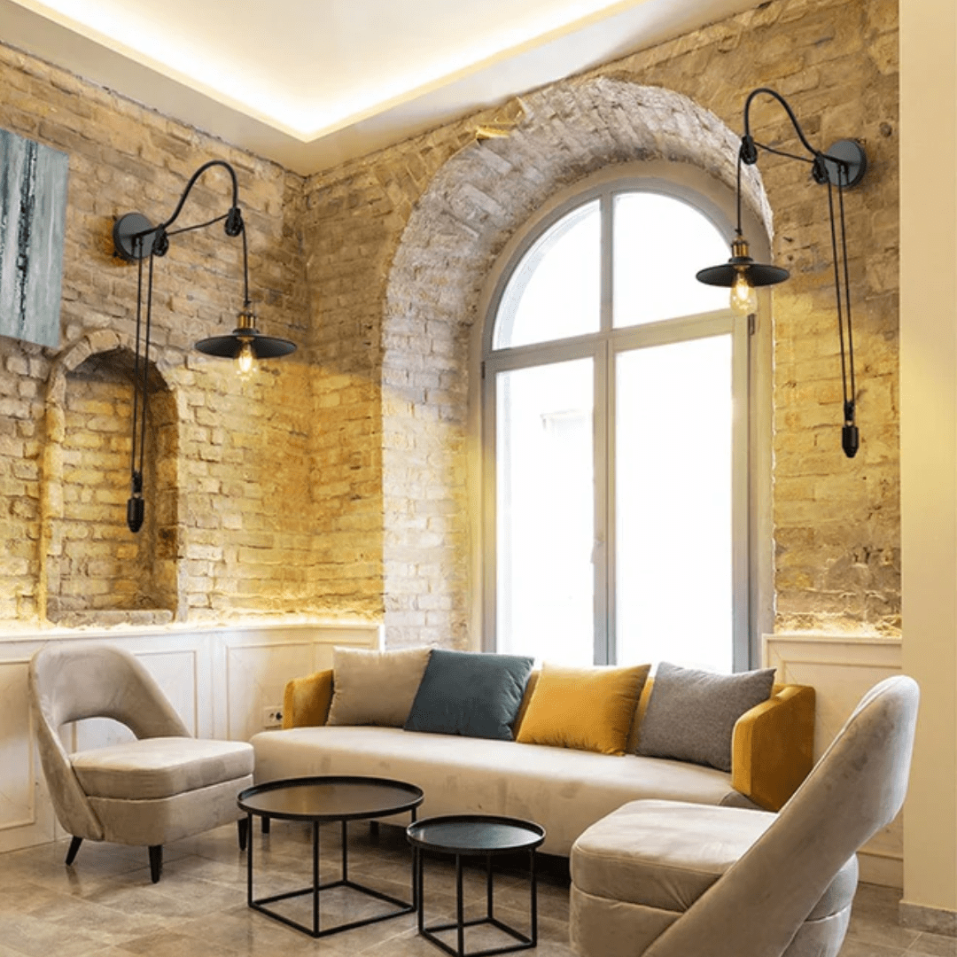 TKLD Pendant & Chandeliers Black Metal E27 Funnel Pulley Wall Light - SY6100-1WB