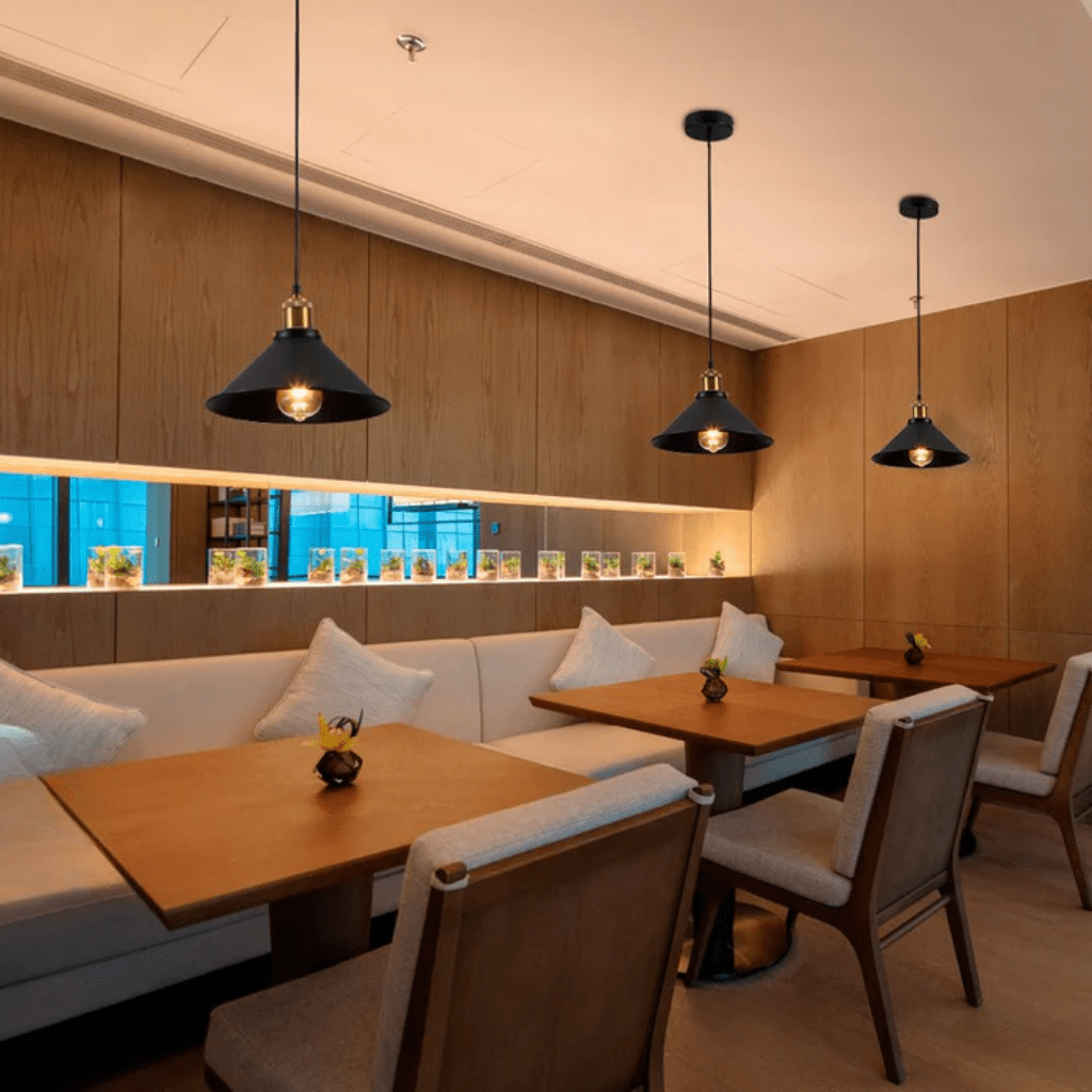 TKLD Pendant & Chandeliers Black Metal Funnel Metal Ceiling Pendant Light E27 Fitting - 220 mm/250 mm/260 mm