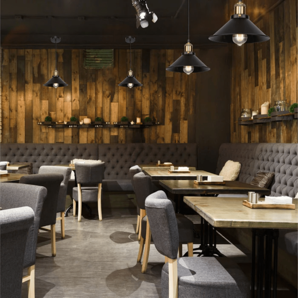 TKLD Pendant & Chandeliers Black Metal Funnel Metal Ceiling Pendant Light E27 Fitting - 220 mm/250 mm/260 mm