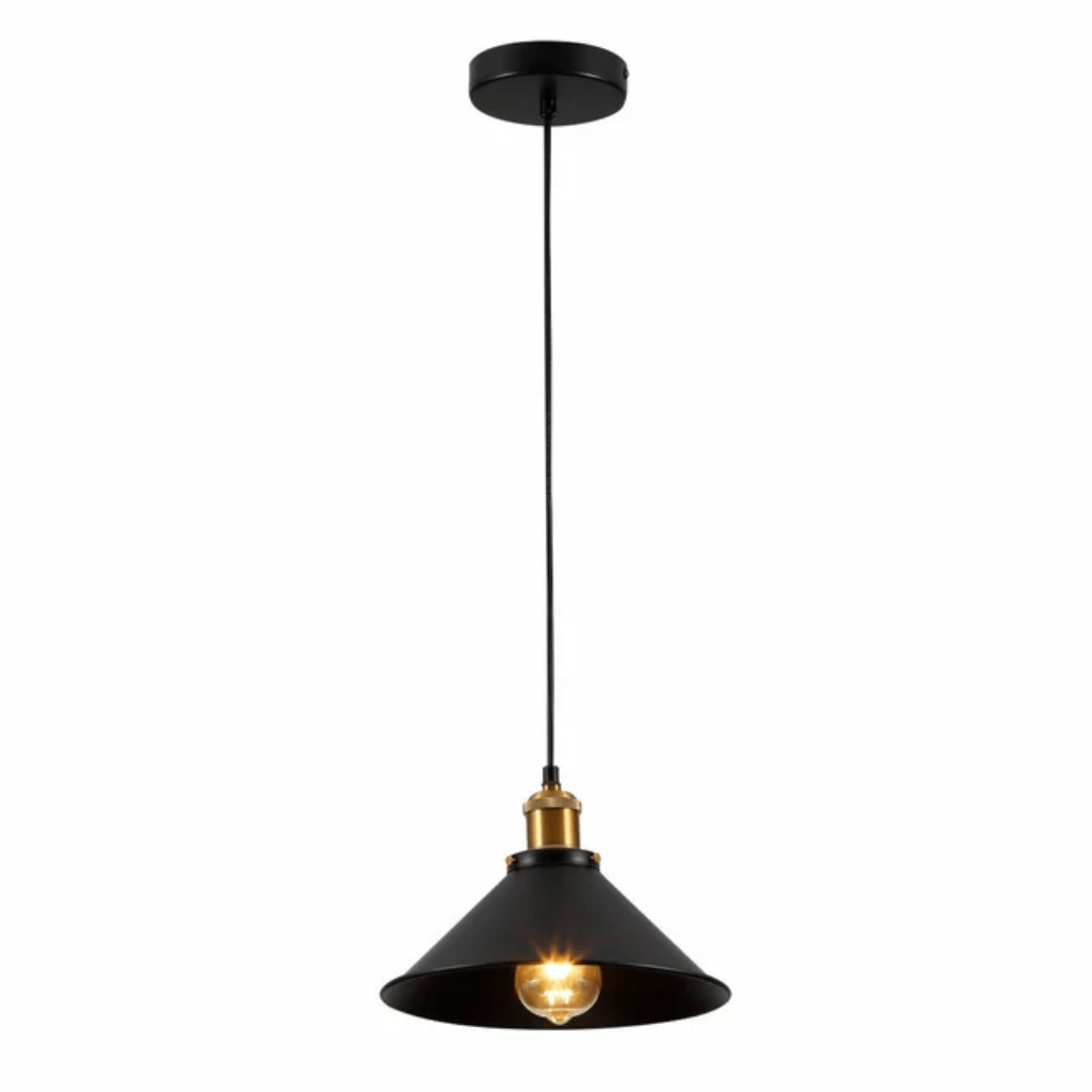 TKLD Pendant & Chandeliers Black Metal Funnel Metal Ceiling Pendant Light E27 Fitting - 220 mm/250 mm/260 mm